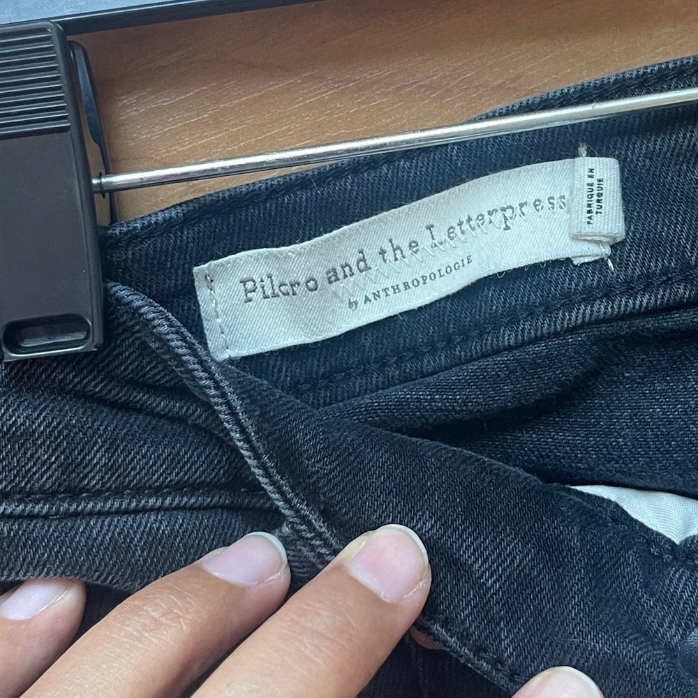 Anthropologie Pilcro Jeans High Rise Boyfriend Buckle Cinch Black Gray